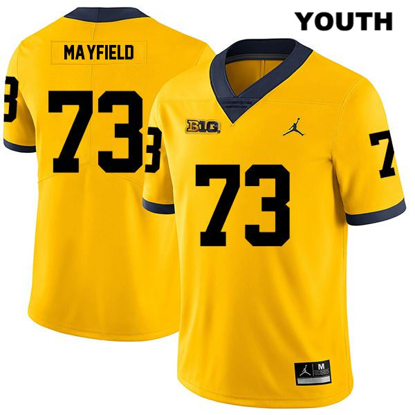 Youth NCAA Michigan Wolverines Jalen Mayfield #73 Yellow Jordan Brand Authentic Stitched Legend Football College Jersey JK25A35DN